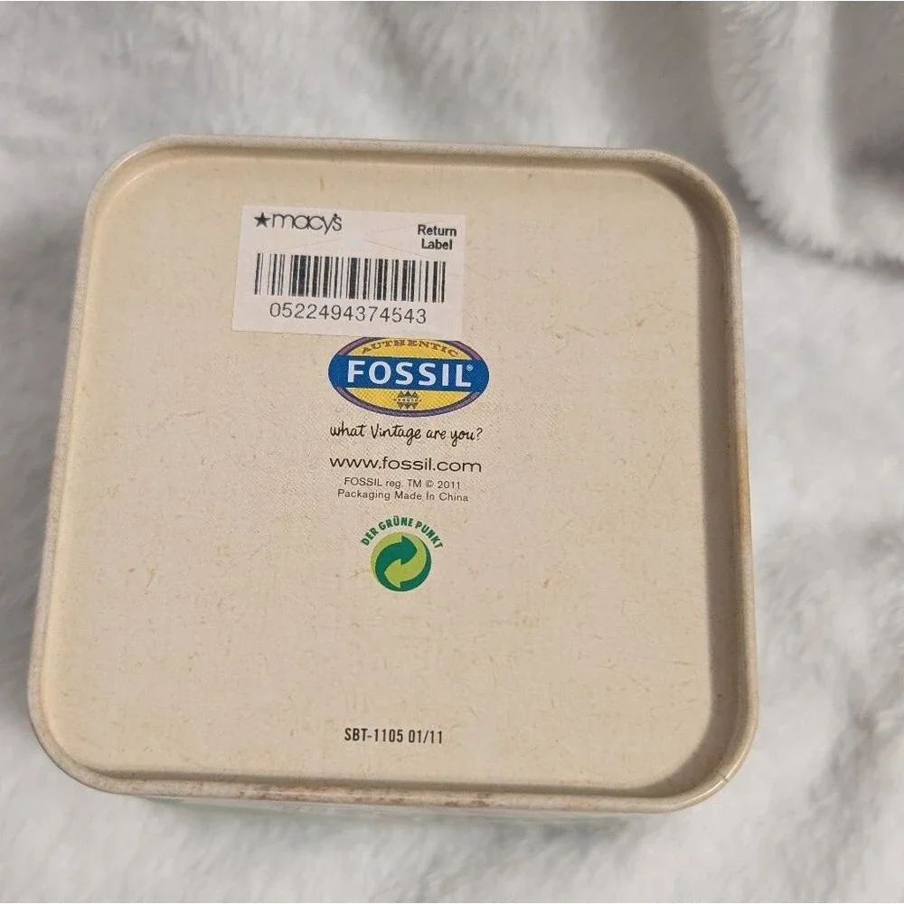 Fossil Green and Orange Tin Box